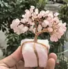 Adorno artesanal de árbol de cristal rosa en bruto, árbol creativo de cristal para decoración de escritorio en casa y oficina, cristal amarillo