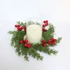 Piña Artificial, Hojas de Pino, Cadena de Frutos Rojos, Anillo para Velas, Corona de Navidad, Decoración para Fiestas Navideñas, Anillo para Velas, Transfronterizo