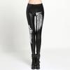 Calças Justas Curtas Pretas de Outono e Inverno Novo Estilo Europeu e Americano para Mulheres, Leggings de Couro Sintético Fosco com Lantejoulas e Penas Amazon