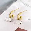 Brincos de coração bicolores dourado e prateado 2024 novo estilo quente luxo leve temperamento de alta qualidade estilo coreano brincos de tarraxa femininos requintados