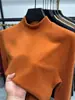 Sudadera Térmica de Manga Larga Derong para Hombre Otoño e Invierno Pulóver Cálido Top Color Sólido Doble Cara Cepillado Cuello Semi Alto Camiseta Gruesa