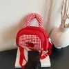 Bolsa Cruzada Pequeña de Tela a Cuadros Linda con Bordado de Manzana Hecha en Fábrica Personalizada Bolso de Hombro Dulce Versátil