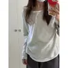 Nueva camiseta de manga larga de estilo americano a rayas, imitación de dos piezas, versión coreana para mujer, base holgada para primavera y otoño, top de moda