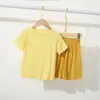 Pijama Infantil Verão Novo Manga Curta Shorts Meninos Seda de Gelo Modal Ar Condicionado Roupas de Casa Meninas Conjunto Pai e Filho