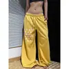 Pantalones de chándal anchos para mujer con estampado de estrellas y letras estilo americano, tiro alto, cordón, corte holgado, caída suave, pantalones deportivos casuales retro