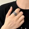 Anillos de Pareja Vintage de Plata de Ley S925 con Mantra de Seis Caracteres, Maceta Vajra, Diseño de Nicho, Anillos Unisex Ajustables Exquisitos