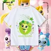 Camiseta Manga Curta Fofa e Adorável para Meninas, Top de Algodão Puro Desenho Animado em Formato de Coração Fofo, Camiseta Básica de Verão para Menininhas