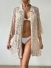 Cubierta de playa transfronteriza europea y americana para mujer, encaje de punto, vacaciones en la playa junto al mar, bordado para mujer, hueco, ganchillo, solapa, cubierta