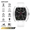 Reloj Estudiante Sanda Deportes al Aire Libre Repetición Doble Pantalla Forma de Barril para Estudiantes de Secundaria y Preparatoria Reloj Electrónico Multifuncional