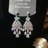 O Luar Brilha nas Estrelas, Brincos de Borboleta Pedra Preciosa Deslumbrante com Pingente de Gota d'Água, Brincos de Banquete Luxuosos, Brincos de Luxo Leve de Alta Qualidade