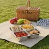 Contenedores de Acero Inoxidable para Snacks con Tapas de Silicona, Cajas de Snack Bento a Prueba de Fugas, Contenedores de Metal Reutilizables con Múltiples Compartimentos para Almuerzo, Aptos para Lavavajillas, Almacenamiento de Alimentos para Preparación de Comidas, Trabajo y Viajes