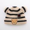 Gorro de bebé de invierno para bebé niño, gorro de lana con rayas de oso súper lindo, gorro de punto para otoño e invierno para recién nacidos.