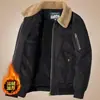 Casaco de inverno de algodão masculino, espessado e forrado com fleece, roupa de trabalho em algodão puro e lã de cordeiro, casual, tamanho grande