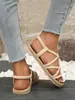 Sapatos baixos outono e verão nova moda sandálias femininas para exterior estilo de férias chinelos de tiras cruzadas praia Xia Wei