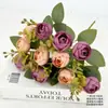 10 Galhos de Flor Artificial de Botão de Chá Estilo Europeu para Decoração de Casamento, Decoração de Casa, Enfeites de Flores Artificiais, Adereços de Fotografia