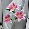 Boda Lirio de Película Artificial de 3 Cabezas Tacto Lirio Artificial de Alta Gama Decoración Muebles para el Hogar Decoración Suave Flores Falsas
