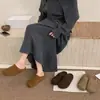 Pantuflas Cerradas de Media Pantufla Casual Estilo Coreano para Mujer 2026 Otoño Nuevas Pantuflas Cálidas de Piel con Suela Gruesa y Felpa