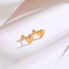 Brincos de aço titânio estilo japonês e coreano simples laser love feminino doce luz luxo nicho 18k dourado retrô pêssego coração brincos da moda