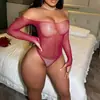 Roupa Sexy de Manga Comprida Transfronteiriça de Malha Europeia e Americana Hot Diamond Mais Diamante Sexy Lingerie Recortada Verde Médio Biquíni Peça Única Tzk292