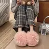 Pantufas fofas com laço para mulheres, novo estilo outono/inverno, populares para usar dentro e fora de casa, quentes, antiderrapantes e com design de bico fechado
