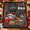 Manta de Graffiti Navideña de Venta Caliente Transfronteriza Manta con Pintura de Papá Noel Manta de Doble Capa Engrosada de Franela y Forro Polar DIY