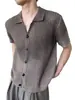 Conjunto Estilo Old Money, Cárdigan de Punto Hueco, Camisa Transparente de Manga Corta Masculina, Encaje de Malla Retro Americano de Manga Corta