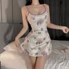 Camisón Sexy Estampado con Alzas y Copas para Mujer Verano Sin Mangas Falda Ajustada Lujuria Pura Sexy Sexy Falda Cubre Caderas
