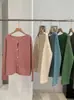 KEKEZOON Suave y Pegajoso Crochet Tejido Hueco Top Cardigan Otoño e Invierno Color Sólido Cuello Redondo Manga Larga Suéter 9303