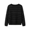 Novidades para Outono/Inverno 26: Suéter de tricô vintage listrado de manga longa com gola redonda, suéter de lã estilo old money, suéter Puyuan