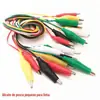 Cabo de teste com jacaré pequeno Vermelho, Preto, Amarelo, Verde e Branco 2 cabos com jacaré pequeno de ponta dupla clipe de alimentação comprimento total 48cm
