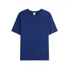 Tela de algodón peinado ajustado de 190 g línea de costura fina grupo imprimible azul tinta cuello redondo camisa de actividad publicitaria Camiseta