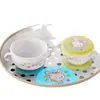Tazón de plástico para niños de dibujos animados con ventosa de silicona, tazón para bebés, tazón de alimentación de doble asa anticaídas, tazón para ensaladas, snacks, gachas de arroz