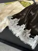 Falda Midi Elegante de Encaje de Acetato de Peso Pesado con Empalmes, Cintura Alta, Estilo Verano Nuevo, Ceñida, Línea A