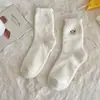 Meias de Lã Australiana Bordadas com Cabeça de Animal para Mulheres, Espessadas para o Inverno, Meias Quentes de Cano Médio, Estilo College, Meias Fofas de Desenho Animado para Dormir para Mulheres