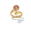 Anillo abierto de acero inoxidable transfronterizo, diseño vintage con turquesa, acero de titanio chapado en oro de 18K, anillo para mujer al por mayor