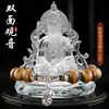 Nuevo Adorno de Coche con Vidrio para Consola Central Guanyin Interior del Coche Escritorio Frontal Perfume Bodhisattva Guanyin de Doble Cara Decoración de Instalación Segura