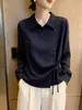 Blusa listrada relaxada, nova coleção de inverno 2026, feminina, casual, confortável e sem esforço chique