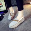 Outono e Inverno 2018 Novos Sapatos de Inverno Versátil Estilo Coreano Forrados com Lã Sapatos Doudou Femininos Slip-on Sapatos de Algodão Sapatos de Influenciador da Internet