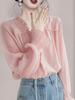Camisa de Chiffon de Manga Comprida com Babados Estilo Suave Estilo Francês Primavera e Verão Nova Chegada Estilo Ocidental Camisa Pequena Top de Manga Sino Solto para Mulheres