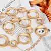 Moda Transfronteriza Noble Temperamento Cadena de Cintura de Metal Anillo de Vestido para Mujer Accesorios Europeos y Americanos Cinturón de Diseño Estilo Mujer
