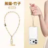 Correa de Cadena de Perlas de Alta Gama para Teléfono para Mujer, Cadena Súper Elegante para Muñeca con Almohadillas, Cadena Corta Antiperdida y Antirrobo