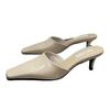 Sandálias Abertas Modelo Novo 2026 Estilo Francês para Mulheres, Mules de Salto Agulha Abertas para Uso Externo Primavera 2026 com Bico Quadrado Meia-Chinelos