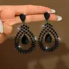 Brincos de Cristal Europeus e Americanos Exagerados, Tarraxas de Orelha Vazadas em Forma de Gota Cheias de Diamante, Brincos Ol Retro da Moda, Fornecimento Transfronteiriço