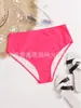 AliExpress Amazon Novos Calções de Banho Triângulo Feminino Cintura Alta Europeu e Americano Ponto Retro Emagrecedor Multicolor Alta Elasticidade