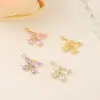 Accesorios de joyería semiacabados al por mayor material metal incrustado circonita colgante de mariposa para collar pulsera pendientes colgante DIY