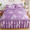 Juego de Cuatro Piezas Estilo Falda de Cama Estampada Cepillada Engrosada Estilo Cuatro Estaciones 2022 Juego de 4 Piezas para Cama Antideslizante 1.5m 1.8m