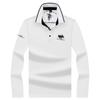 Camisa polo casual de moda masculina Ali Tiger outono novo cor sólida bordado de pontos manga longa masculina de negócios