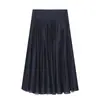 AliExpress transfronterizo 2026 Nuevas llegadas de primavera Falda de mujer francesa simple de moda con temperamento, silueta línea A, color sólido