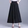 Calças Largas Soltas para Mulheres Verão 2025 Novas Cintura Alta Drapeadas Nove Pontos Gordura mm Visual Emagrecedor Calças Pantalona Plissadas Linha A