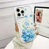 Adequado para Capa de Celular Magnética Apple 17Promax Duas em Uma Iphone15 Flor Azul Buraco Grande Capa Protetora
